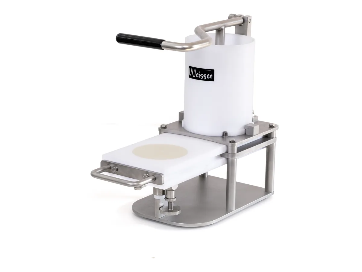 Hand-Portionierer HP 93-3 mit Füllzylinder und Formplatte (Produktfoto)